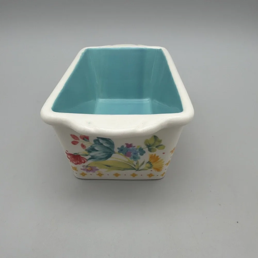 The Pioneer Woman Blooming Bouquet Mini Loaf Pan Blue Floral EUC